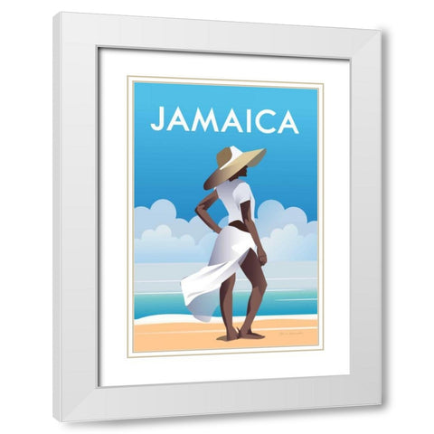 Jamaica White Modern Wood Framed Art Print with Double Matting by Escalante, Omar
