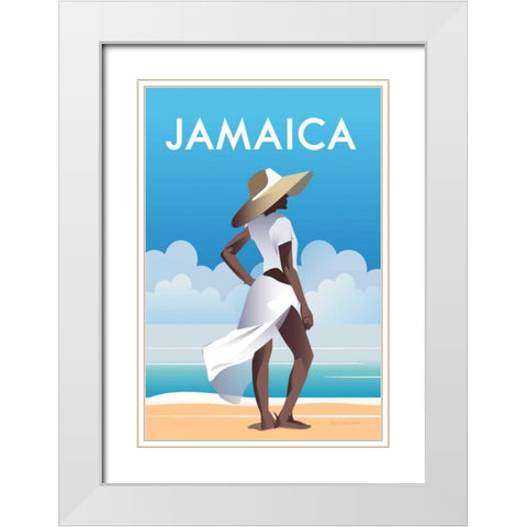 Jamaica White Modern Wood Framed Art Print with Double Matting by Escalante, Omar