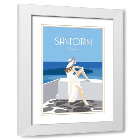 Santori White Modern Wood Framed Art Print with Double Matting by Escalante, Omar