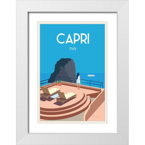 Capri White Modern Wood Framed Art Print with Double Matting by Escalante, Omar