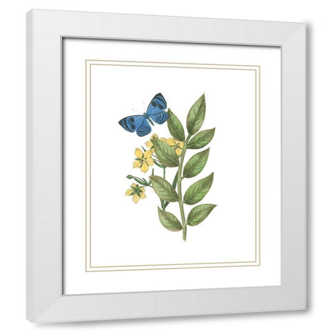 Greenery Butterflies IV White Modern Wood Framed Art Print with Double Matting by Wild Apple Portfolio