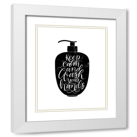 Wash Your Hands II White Modern Wood Framed Art Print with Double Matting by Thorns, Becky