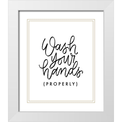 Wash Your Hands III White Modern Wood Framed Art Print with Double Matting by Thorns, Becky