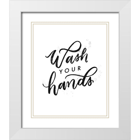 Wash Your Hands IV White Modern Wood Framed Art Print with Double Matting by Thorns, Becky