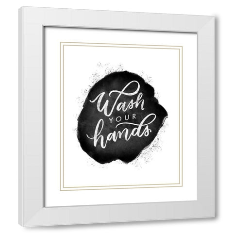Wash Your Hands V White Modern Wood Framed Art Print with Double Matting by Thorns, Becky