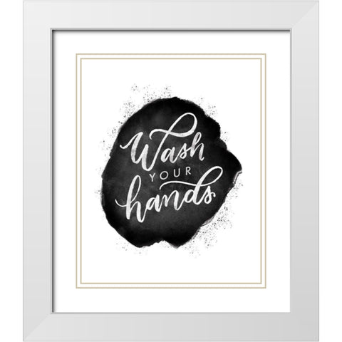 Wash Your Hands V White Modern Wood Framed Art Print with Double Matting by Thorns, Becky