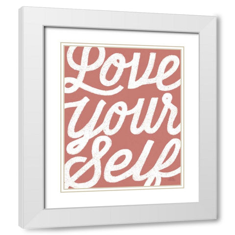 Positivity VIII Coral White Modern Wood Framed Art Print with Double Matting by Marshall, Laura
