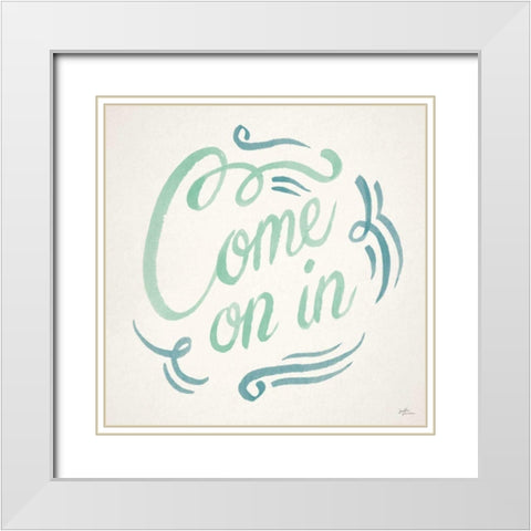 Come On In I White Modern Wood Framed Art Print with Double Matting by Penner, Janelle