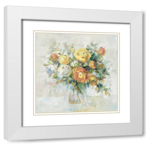 Natural Blooming Splendor I White Modern Wood Framed Art Print with Double Matting by Nai, Danhui