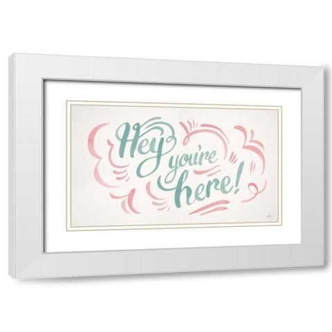Hey II White Modern Wood Framed Art Print with Double Matting by Penner, Janelle