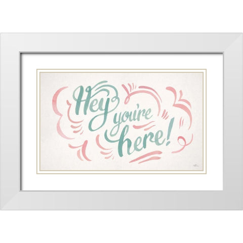 Hey II White Modern Wood Framed Art Print with Double Matting by Penner, Janelle