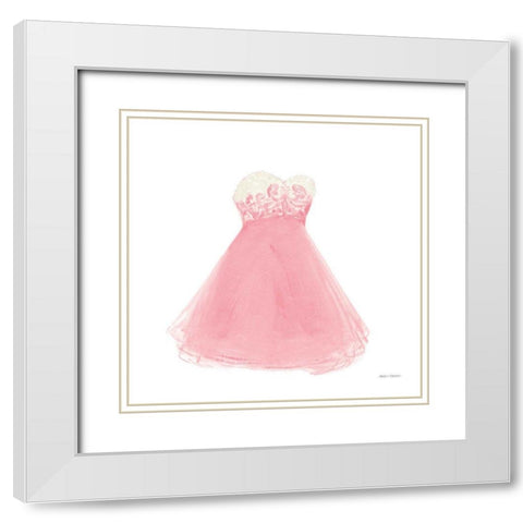 Pink Dress Fitting White Modern Wood Framed Art Print with Double Matting by Fabiano, Marco