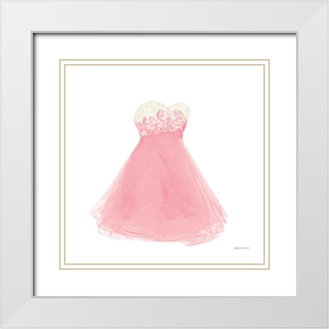 Pink Dress Fitting White Modern Wood Framed Art Print with Double Matting by Fabiano, Marco