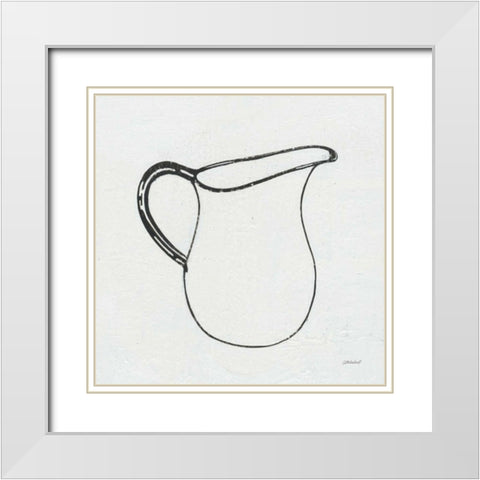 Retro Pitcher White Modern Wood Framed Art Print with Double Matting by Lovell, Kathrine
