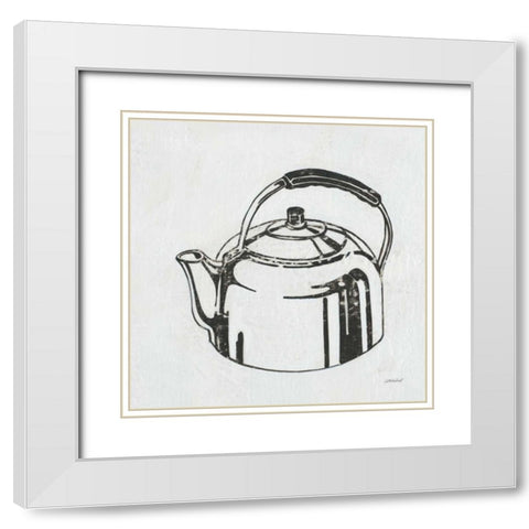 Retro Tea Kettle White Modern Wood Framed Art Print with Double Matting by Lovell, Kathrine