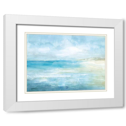 Sandy Cove White Modern Wood Framed Art Print with Double Matting by Nai, Danhui