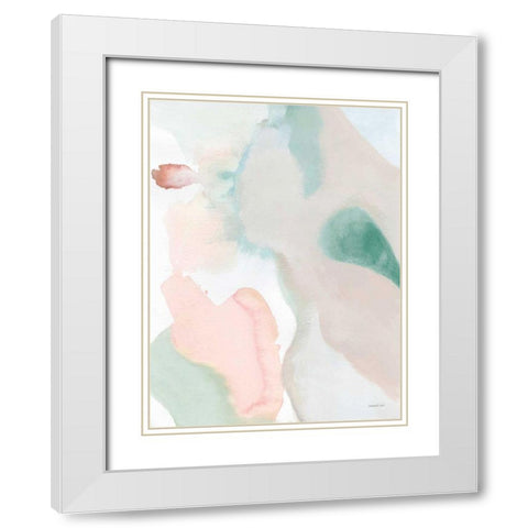 Sage and Pink Abstract II White Modern Wood Framed Art Print with Double Matting by Nai, Danhui