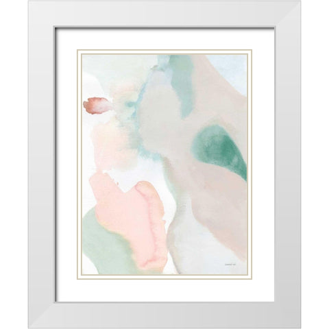 Sage and Pink Abstract II White Modern Wood Framed Art Print with Double Matting by Nai, Danhui