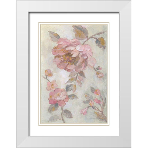 Romantic Spring Flowers II White Modern Wood Framed Art Print with Double Matting by Vassileva, Silvia