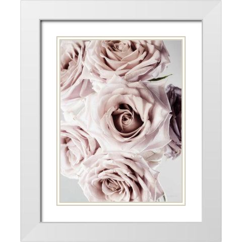 Dusty Rose Cluster White Modern Wood Framed Art Print with Double Matting by Catterall, Elise
