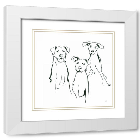 Lovable Mutts I White Modern Wood Framed Art Print with Double Matting by Paschke, Chris