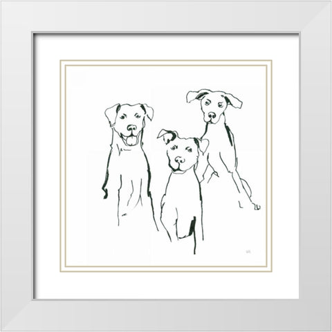 Lovable Mutts I White Modern Wood Framed Art Print with Double Matting by Paschke, Chris