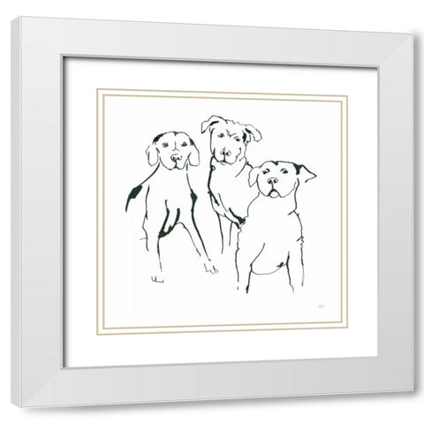 Lovable Mutts II White Modern Wood Framed Art Print with Double Matting by Paschke, Chris