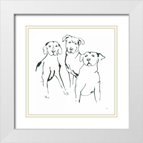 Lovable Mutts II White Modern Wood Framed Art Print with Double Matting by Paschke, Chris