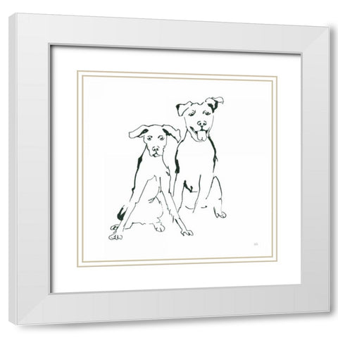 Lovable Mutts V White Modern Wood Framed Art Print with Double Matting by Paschke, Chris