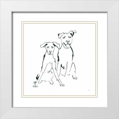 Lovable Mutts V White Modern Wood Framed Art Print with Double Matting by Paschke, Chris