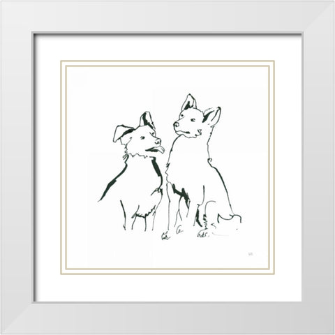 Lovable Mutts VI White Modern Wood Framed Art Print with Double Matting by Paschke, Chris