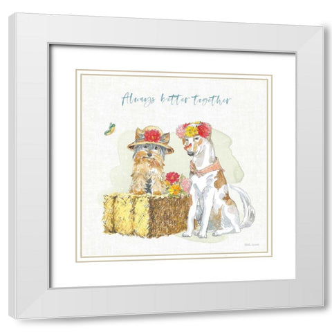 Furry Pals III White Modern Wood Framed Art Print with Double Matting by Grove, Beth
