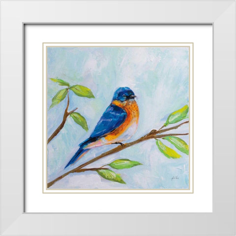 Bluebird White Modern Wood Framed Art Print with Double Matting by Vertentes, Jeanette