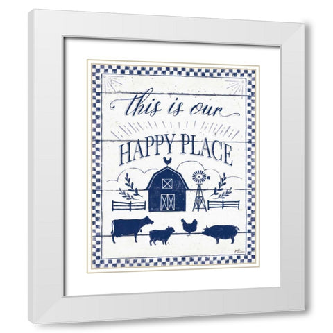 Country Thoughts I v2 Indigo White White Modern Wood Framed Art Print with Double Matting by Penner, Janelle