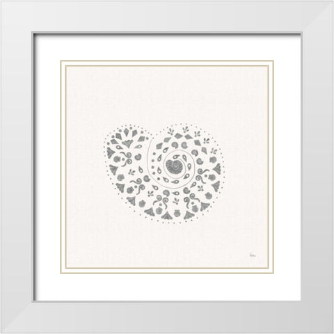 Sea Charms IV no Words Silver White Modern Wood Framed Art Print with Double Matting by Charron, Veronique