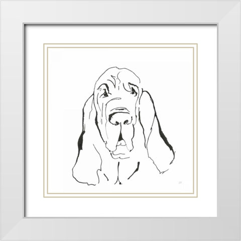 Line Dog Bloodhound I White Modern Wood Framed Art Print with Double Matting by Paschke, Chris