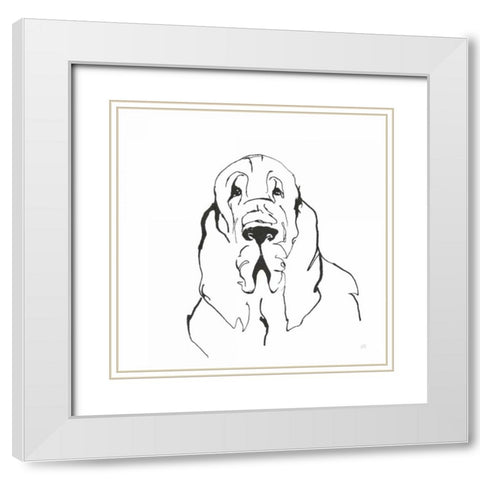 Line Dog Bloodhound II White Modern Wood Framed Art Print with Double Matting by Paschke, Chris