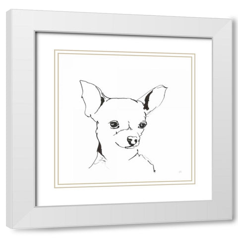 Line Dog Chihuahua White Modern Wood Framed Art Print with Double Matting by Paschke, Chris