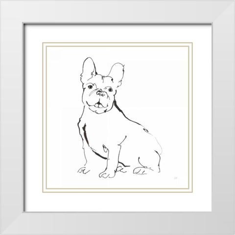 Line Dog French Bulldog II White Modern Wood Framed Art Print with Double Matting by Paschke, Chris