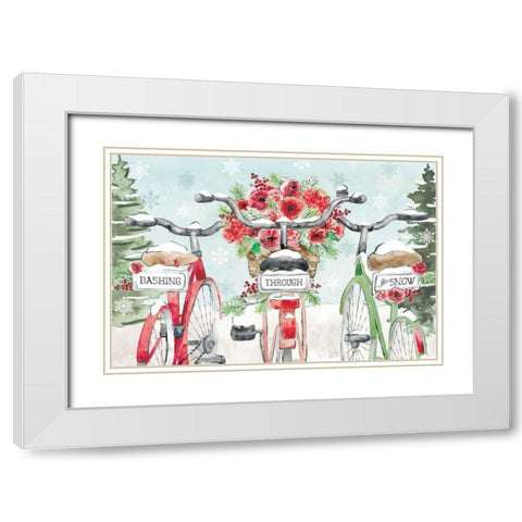 Holiday Ride IV White Modern Wood Framed Art Print with Double Matting by June, Dina