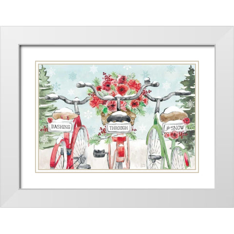 Holiday Ride IV White Modern Wood Framed Art Print with Double Matting by June, Dina