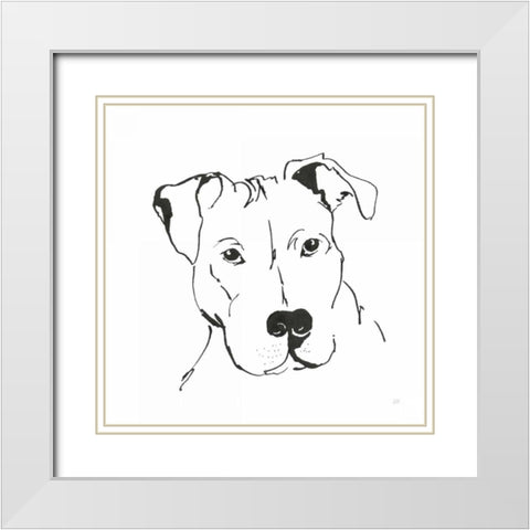 Line Dog Pitbull II White Modern Wood Framed Art Print with Double Matting by Paschke, Chris