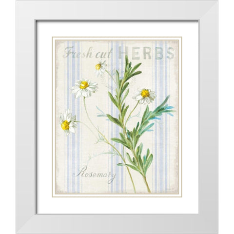 Floursack Herbs I White Modern Wood Framed Art Print with Double Matting by Nai, Danhui