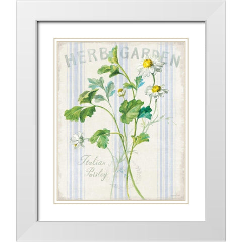 Floursack Herbs II White Modern Wood Framed Art Print with Double Matting by Nai, Danhui