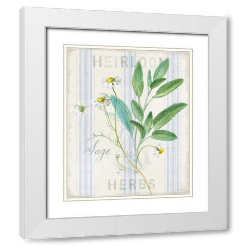 Floursack Herbs III White Modern Wood Framed Art Print with Double Matting by Nai, Danhui