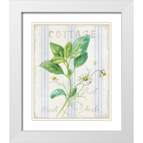 Floursack Herbs IV White Modern Wood Framed Art Print with Double Matting by Nai, Danhui