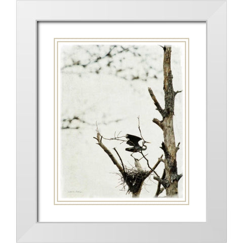 Poised White Modern Wood Framed Art Print with Double Matting by Van Swearingen, Debra