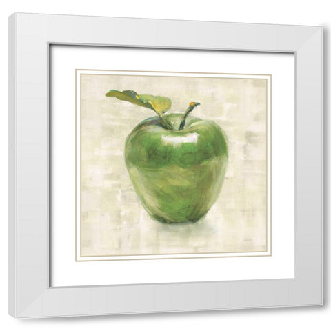 Green Apple White Modern Wood Framed Art Print with Double Matting by Nai, Danhui