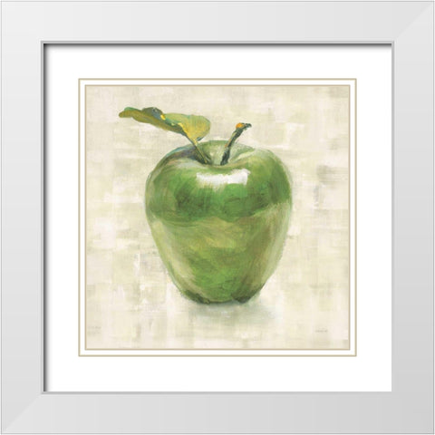 Green Apple White Modern Wood Framed Art Print with Double Matting by Nai, Danhui