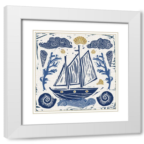 Primitive Sea V White Modern Wood Framed Art Print with Double Matting by Brissonnet, Daphne